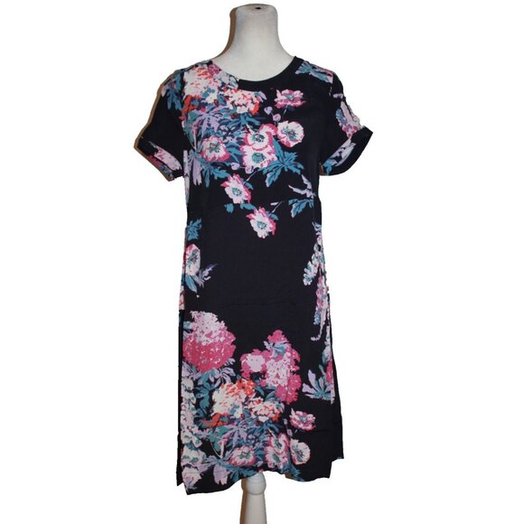 Joules Krista Navy Blue W/ Pink & Purple Floral Dress Knee Length Size 2 NEW - Picture 2 of 3